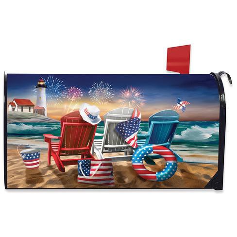 Beachfront Fireworks Summer Magnetic Mailbox Cover Patriotic Briarwood ...