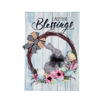 Buffalo Check Bunny Wreath House Burlap Flag