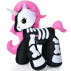 Tangkula 5.5 FT Halloween Inflatable Skeleton Unicorn with Build-in LED Lights & Blower Blow Up Yard Decorations