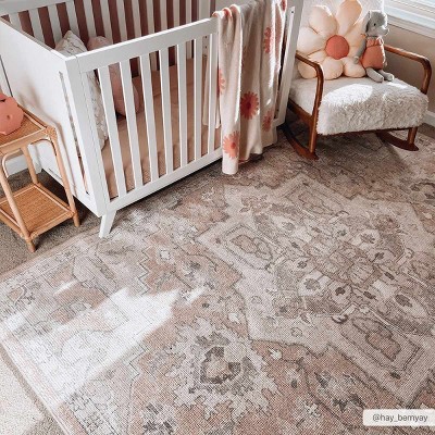 Gray and Beige Traditional Polyester Rectangular Area Rug