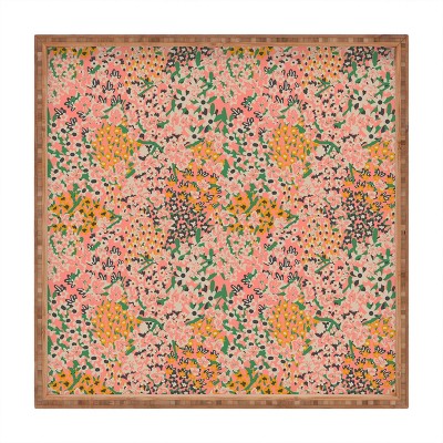 Holli Zollinger Maya Floral 12" x 12" Medium Square Bamboo Tray - Deny Designs