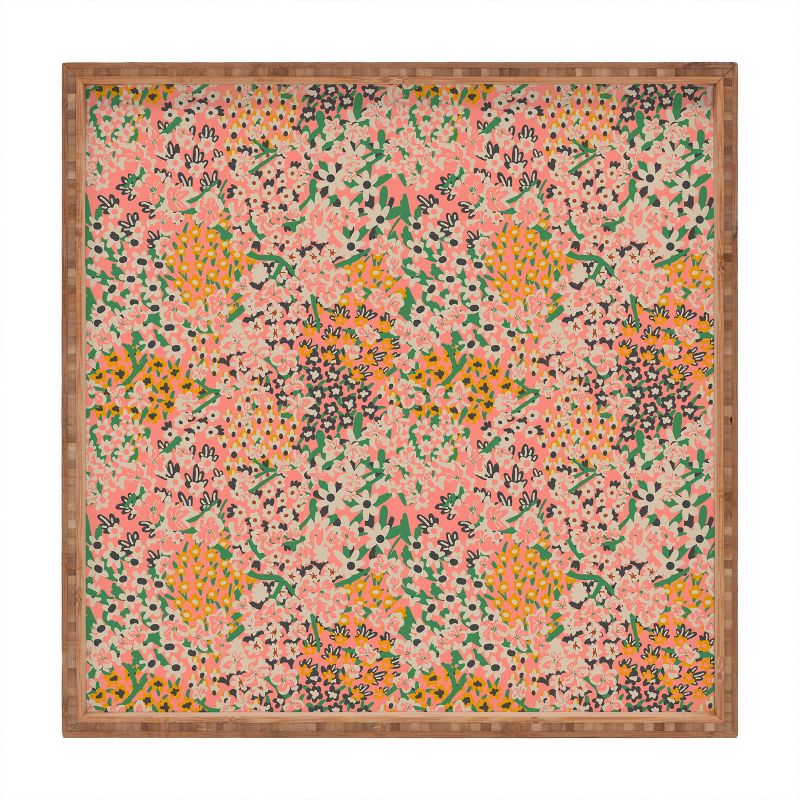 Holli Zollinger Maya Floral 12" x 12" Medium Square Bamboo Tray - Deny Designs, 1 of 4