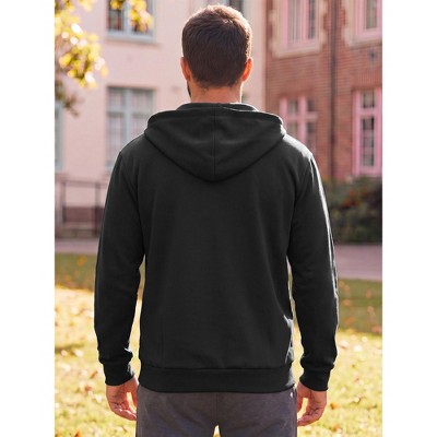 INSPIRE CHIC Men's Casual Lightweight Solid Color Zip Up Drawstring Hooded Jacket Medium Black — фото 3