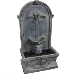 Sunnydaze 28"H Electric Glass Reinforced Concrete French-Inspired Design Outdoor Wall-Mount Water Fountain