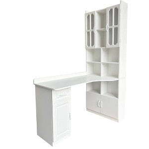 Gulches 55 in W x 55 in D x 72 in H White Particleboard MDF Free Standing Decorative Storage Cabinets with L-Shaped Desk 4 Cabinets 1 Drawer - 1 of 4