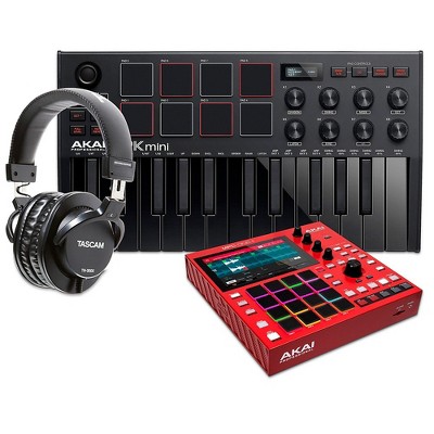 Akai Professional MPC ONE+ Standalone Production Center With MPK mini mk3 and Headphones Black on Black