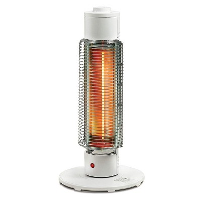 HeatMate Medium Sized Efficient 420 Watt Electric Graphite Tower Space Heater with 6.5 Foot Cord, White
