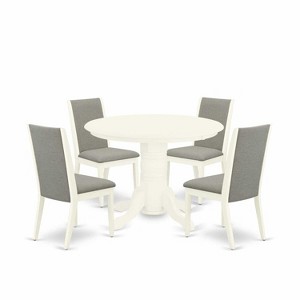 HomeStock 5-Piece Round Buttermilk and Cherry Finish Solid Wood Top Dining Table with 4 Parson Chair - 1 of 4