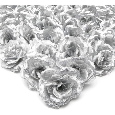 Bright Creations 50-Pack Silver Artificial Flower Heads Foam Rose for Weddings, Decor, DIY Crafts, 3 Inches