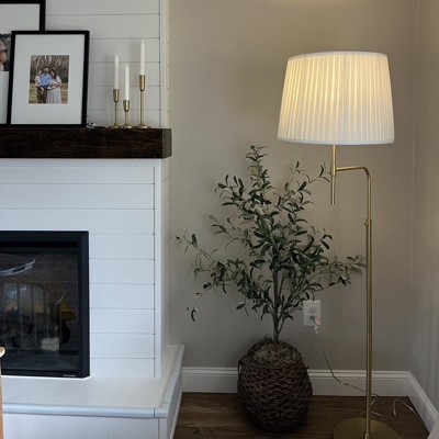 Adjustable Floor Lamp Brass Iron With Pleated Shade - Threshold ...