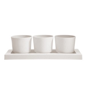 Bloem Trio-Fight 3 Planter Pots with Snap-in Saucer, Vanilla Bean - 1 of 4