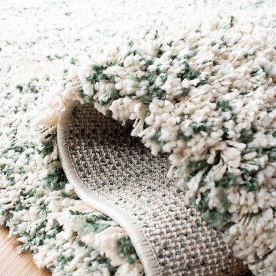 Ivory and Green Rectangular Shag Area Rug