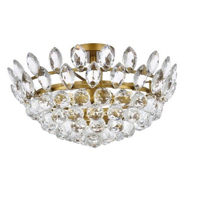 Emilia 18'' Brass and Crystal Flush Mount Light