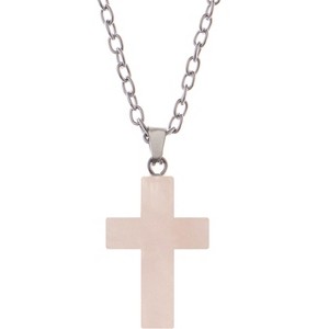Natural Stone Cross Necklace Charm Cross Birthstone Pendant Quartz Healing Crystal Jewelry - 1 of 4