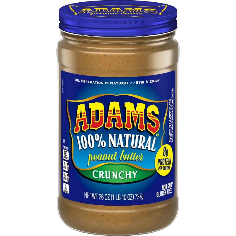 Adams Peanut Butter 100% Natural Crunchy Peanut Butter - 26oz, 1 of 5