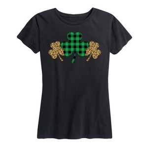 Women's - Instant Message - Patterend Shamrocks Short Sleeve Graphic T-Shirt - 1 of 4