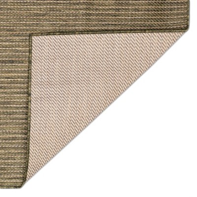 Green Flat Woven Textured Stripe Indoor/Outdoor Rug