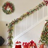6ft Pre-Lit Christmas Garland with 20 LED Battery Lights, Pine Cones, Red Berries, Bells, and 8 Lighting Modes, Artificial Holiday Decor - 2 of 4