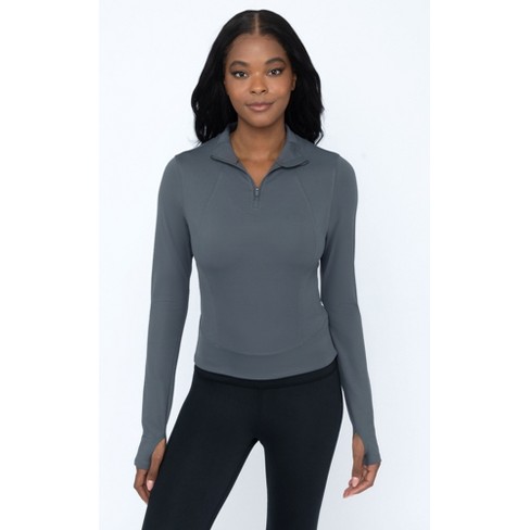 Yogalicious Womens Lux Crosstrain Everyday Half Zip Jacket With Thumbholes  - Iron Gate - X Large : Target