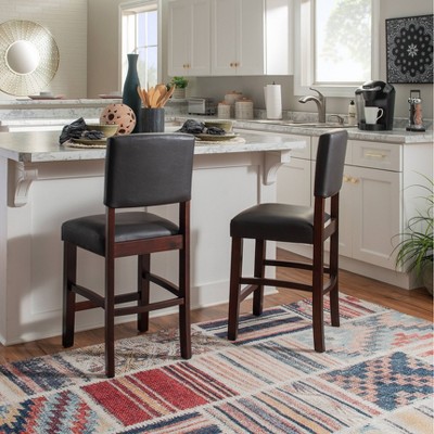 Espresso Finish Monaco 24" Counter Height Barstool with Brown Faux Leather