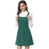 INSPIRE CHIC Women's Corduroy Button Front A-Line Bib Overall Pinafore Skirts - 3 of 4