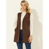 Allegra K Women's Faux Sueded Belted Long Sleeveless Blazer Vest - 2 of 4