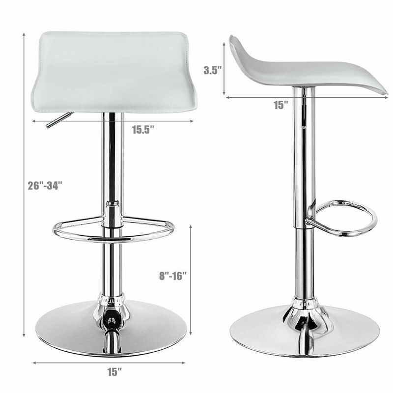 Costway Set of 4 Swivel Bar Stool PU Leather Adjustable Kitchen Counter Bar Chair White, 2 of 11