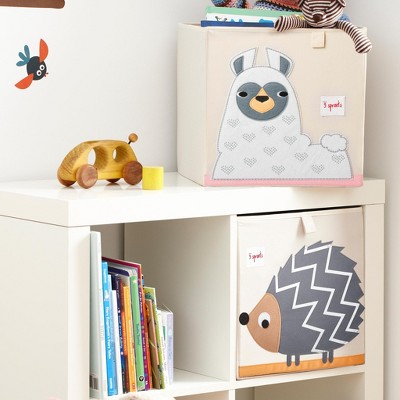 3 Sprouts Beige Foldable Fabric Storage Cube with Llama Applique