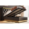 DOMETOUR Twin Upholstered Bed, LED Surround, Remote/App Control, Hydraulic Storage, USB-C Charging, Black PU, No Mattress - 2 of 4