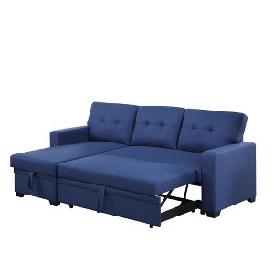 ChicFurnit Sectional Sofas Pull Out Design with Storage Chaise and Removable Cushions for Living Room, Blue, 53"*82"*34.5" - 1 of 4