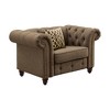 Linen Upholstered Tufted Accent Chair with Decorative Pillow and Loose Seat Cushion for Living Room - 2 of 4