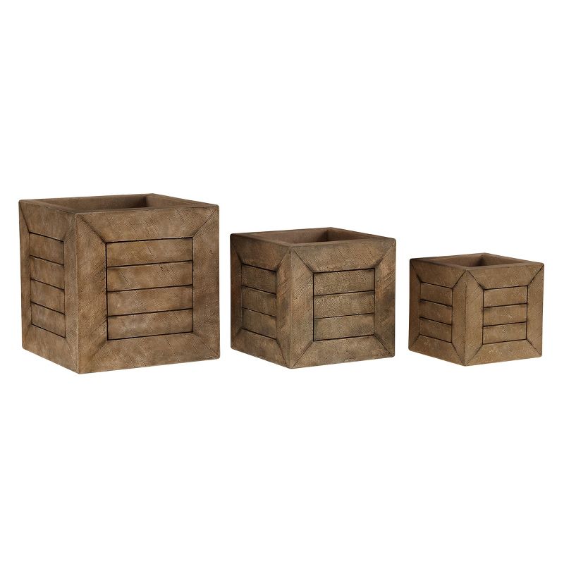 Pure Garden 3-Piece Square Planter Set - Fiber Clay Pots with Drainage Holes for Herbs, Plants, and Flowers, 5 of 9