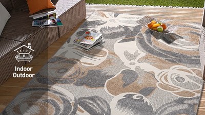 Modern Multi-Color Floral Synthetic Indoor/Outdoor Area Rug 8' x 10'