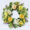 Collections Etc Yellow Rose Garden Hanging Spring Wreath - 2 of 2