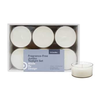2.1" x 1" 12pk Unscented Tealight Candle Set - Made By Design™