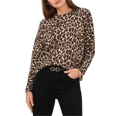 Vince Camuto Womens Leopard Print Knit Sweater