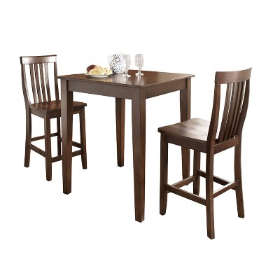 3pc Pub Dining Set with School House Stools Mahogany - Crosley