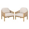 Outdoor Acacia Wood Rope Club Chair with Cushions & Teak Finish, Deep Seating for Patio Garden Porch-3irtyhousy - 3 of 4