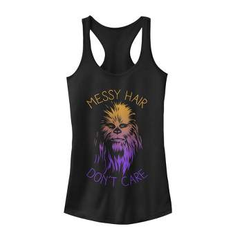Juniors Womens Star Wars Messy Hair Don't Care Chewie Racerback Tank Top