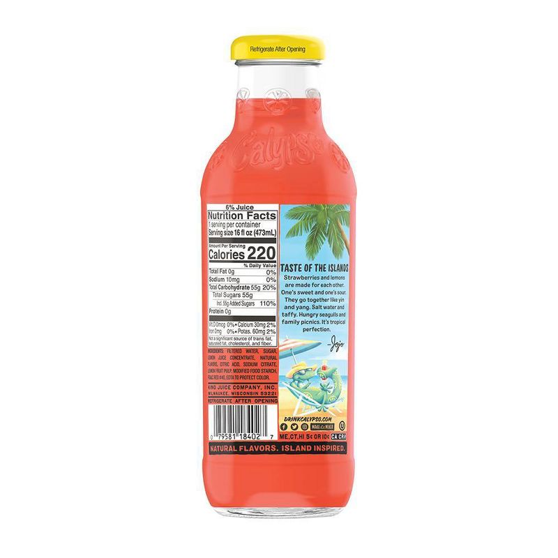 Calypso Strawberry Lemonade - 16 fl oz Glass Bottle, 2 of 5