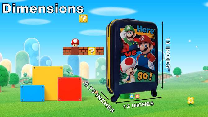 Mario Kids&#39; Hardside Carry On Spinner Suitcase, 2 of 7, play video
