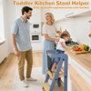 TinyHomie Foldable Toddler Kitchen Tower, 3 Adjustable Height Wooden Learning Stool, Standing Tower with Safety Net for Kitchen Bathroom - 3 of 4