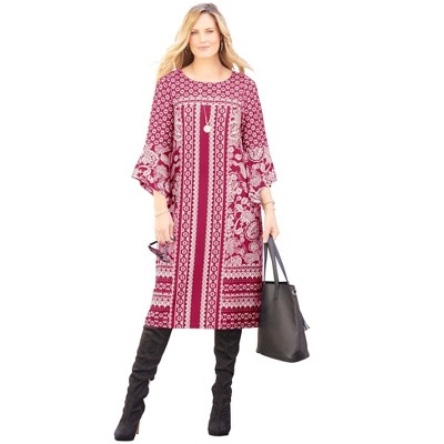 Catherines Women's Plus Size Bell Sleeve Shift Dress