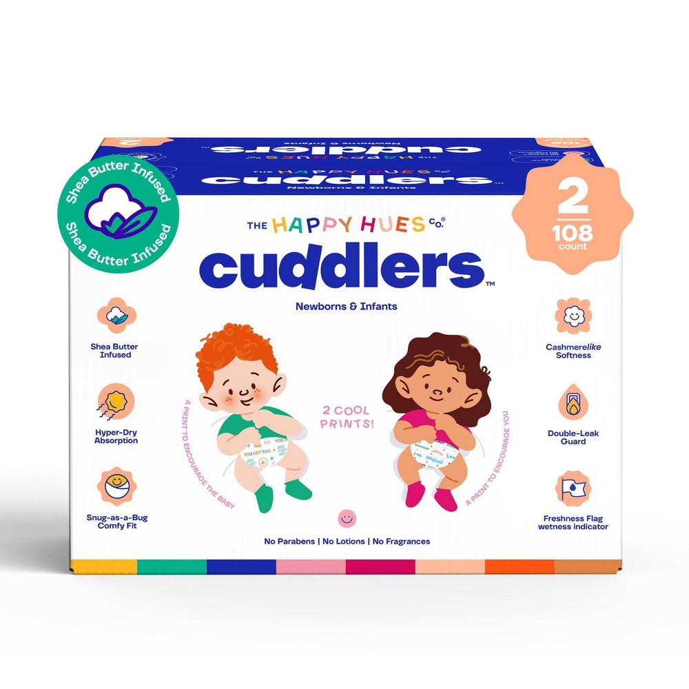 Photos - Nappies Happy Hues Cuddlers Disposable Diapers - Size 2 - 108ct