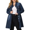 Agnes Orinda Women's Plus Size Stand Collar Buttons Long Sleeve Raw Hem Long Denim Jackets - 2 of 4