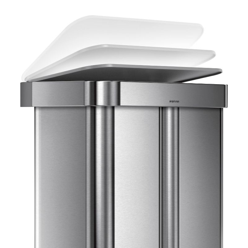 simplehuman 58L Dual Compartment Kitchen Step Trash Can Recycler with Liner Pocket Stainless Steel with Gray Plastic Lid, 4 of 6