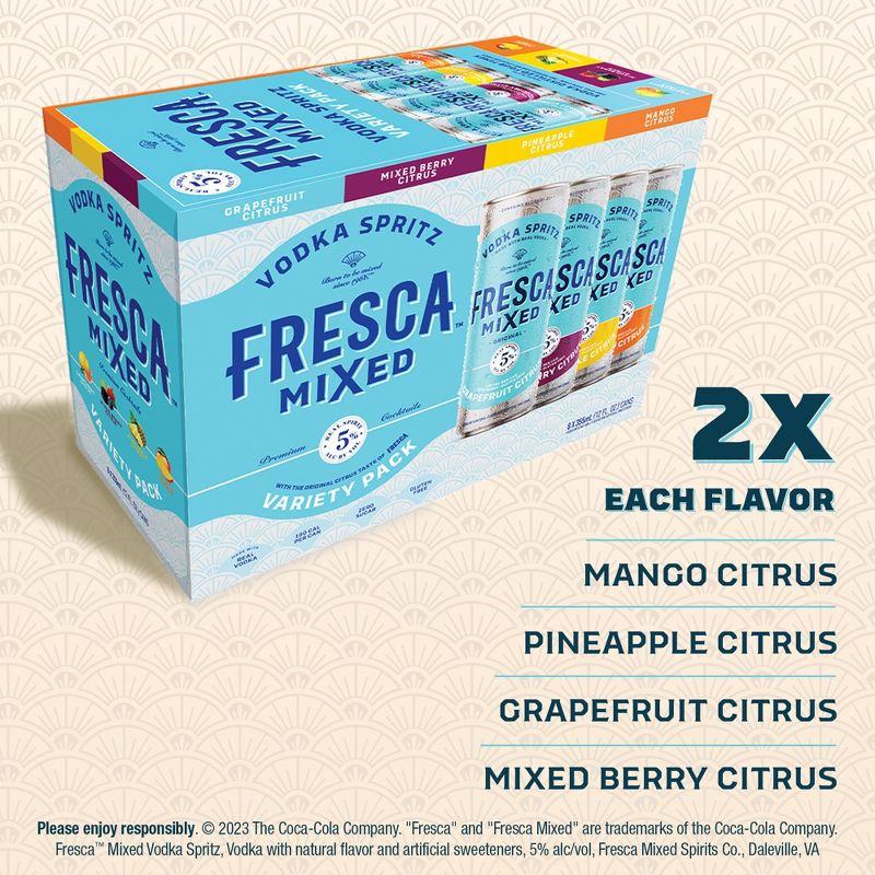 Fresca Mixed Vodka Spritz Variety Pack Gluten-Free Canned Cocktail - 8pk/12 fl oz Cans, 5 of 16