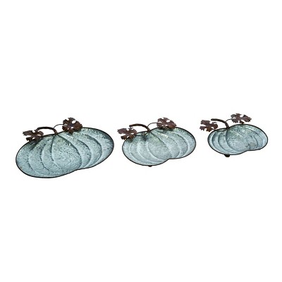 Transpac Metal 13.75 in. Gray Harvest Pumpkins Set of 3