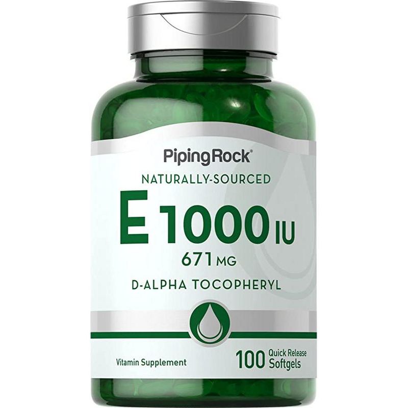 Piping Rock Vitamin E 1000 IU | 671mg | 100 Softgels, 1 of 2