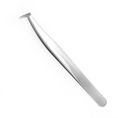 Unique Bargains Women's Mirror Light Seven-character Eyelash Extension Tweezers Silver Tone 1 Pc